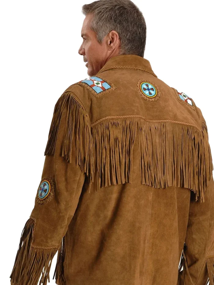 Hero Cowboy Western Style Leather Jacket with Fringe - Image 2