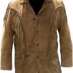Men Western Fringed Suede Coat