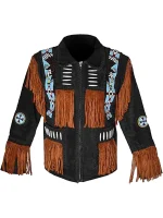 Men Western Leather Jacket With Fringe