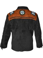 Men Western Leather Jacket With Fringe - Image 2