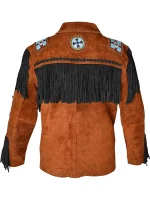 Men Western Leather Jacket With Fringe - Image 10