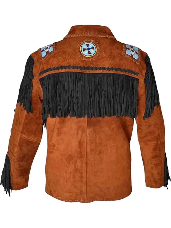 Men Western Leather Jacket With Fringe - Image 10