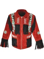 Men Western Leather Jacket With Fringe - Image 7
