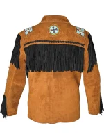 Men Western Leather Jacket With Fringe - Image 6