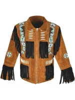 Men Western Leather Jacket With Fringe - Image 5