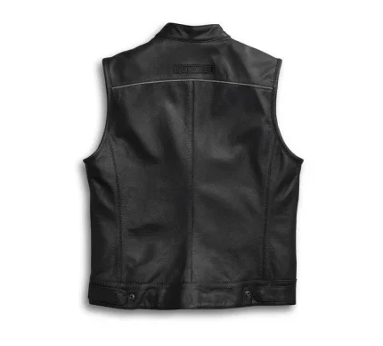 Mens Foster Leather Vest back side
