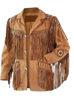 Pure Mens Handmade Suede Fringe Leather Jacket