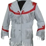 Grey Suede Fringe Leather Jacket