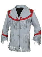 Grey Suede Fringe Leather Jacket