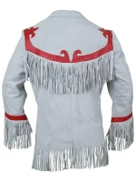 Grey Suede Fringe Leather Jacket - Image 2