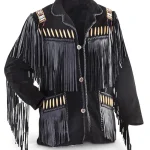 Mens Black Suede Fringe Leather Jacket