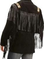 Mens Black Suede Fringe Leather Jacket - Image 2