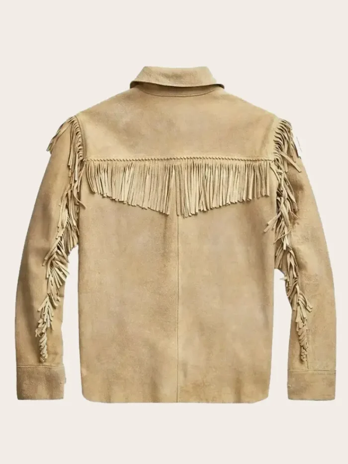 Men’s Western Leather Jacket With Beads Fringes - Image 3