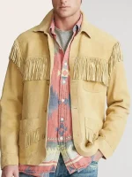 Men’s Western Leather Jacket With Beads Fringes