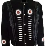 Black Western Suede Fringe Leather Jacket