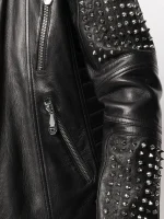 Refined Men's Stud Leather Jacket - Image 3