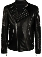 Refined Men's Stud Leather Jacket - Image 5