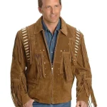 Rich Personality Cowboy Western Style Leather Jacket with Fringe