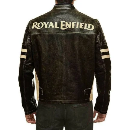 Royal Enfield Genuine Leather Cafe Racer Biker Jacket – Drifter Style