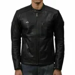 Royal Enfield leather Motorcycle jacket Black For Mens