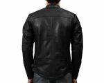Royal Enfield leather Motorcycle jacket Black For Mens back side