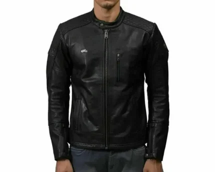 Royal Enfield leather Motorcycle jacket Black For Mens