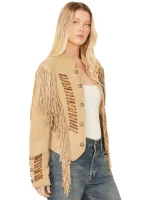 Scully Womens beaded and lace fringe jacket side