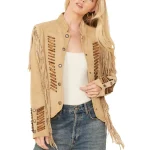 Scully Womens beaded and lace fringe jacket