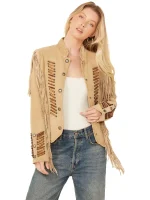 Scully Womens beaded and lace fringe jacket