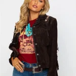 Scully Women's Boar Suede Beaded Fringe Jacket
