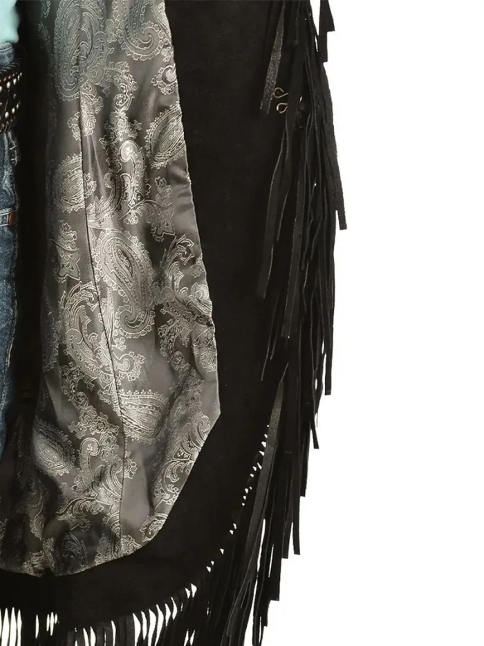 Scully Women's Embroidered Fringe Long Suede Leather Jacket - Image 5