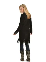 Scully Women's Embroidered Fringe Long Suede Leather Jacket - Image 2