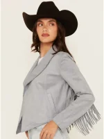Women's Suede Leather Fringe Jacket - Image 4