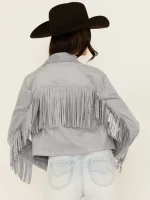 Women's Suede Leather Fringe Jacket - Image 2