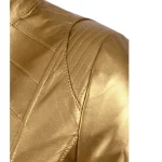 Stunning Gold Leather Jacket Women - Image 2