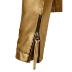 Trendy Gold Leather Jacket Womens arm