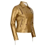 Trendy Gold Leather Jacket Womens 22