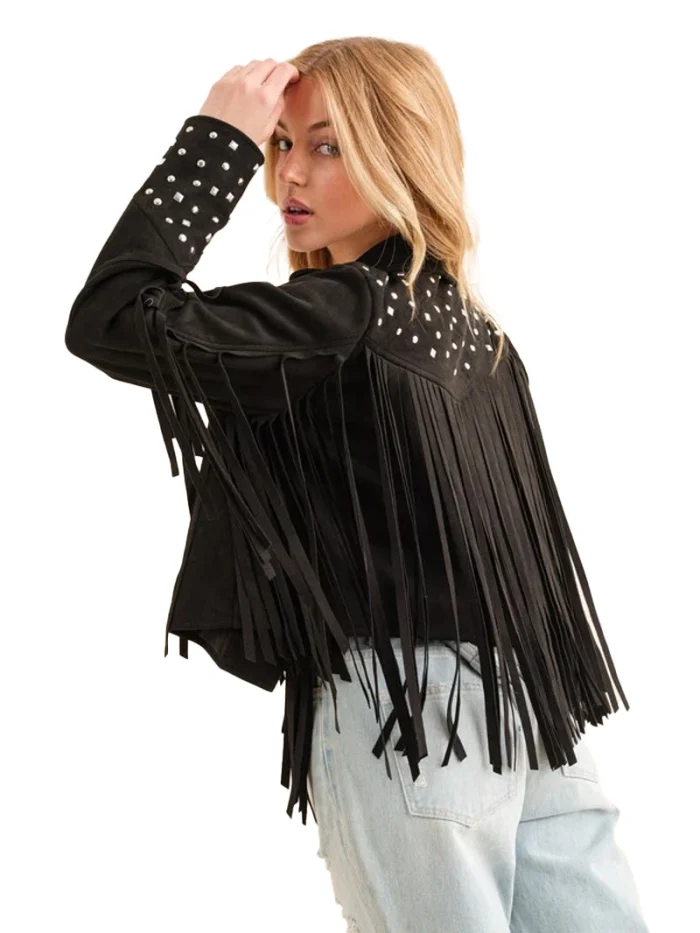 Studded Fringe Open Western Jacket - Image 4