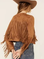 Women's Suede Leather Western Fringe Jacket - Image 5