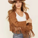 Women's Suede Leather Western Fringe Jacket