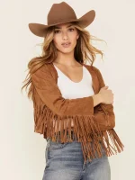 Women's Suede Leather Western Fringe Jacket