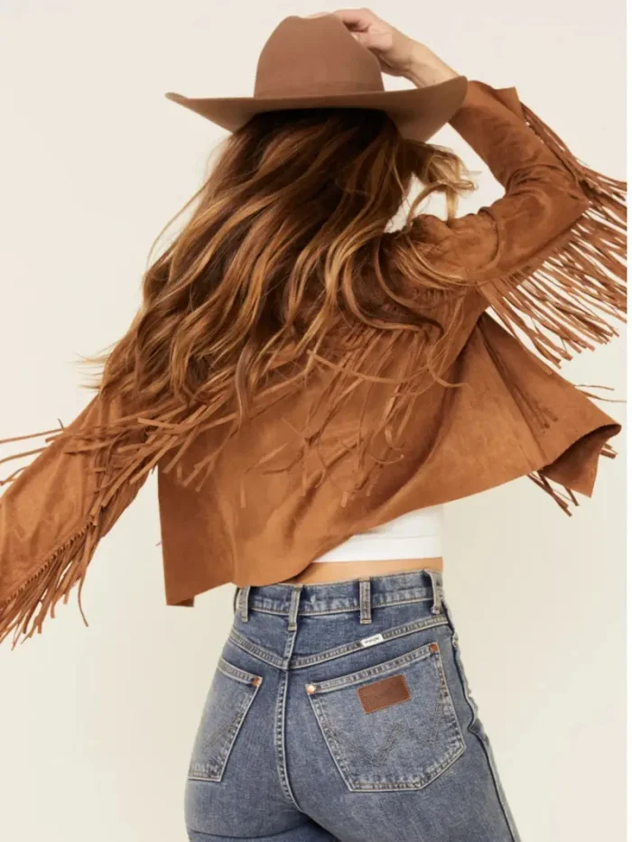Women's Suede Leather Western Fringe Jacket - Image 3