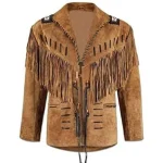 Western Cowboy Brown Leather Jacket with Fringes - linuxleather