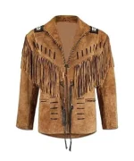 Western Cowboy Brown Leather Jacket with Fringes - linuxleather