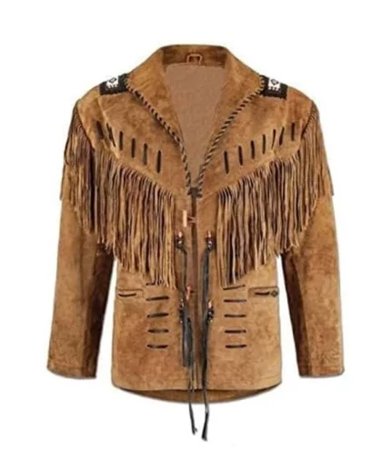 Western Cowboy Brown Leather Jacket with Fringes - linuxleather