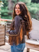 Western Cut Leather Jacket with Fringe - Image 4