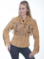 Women Fringe Beaded Suede Jacket