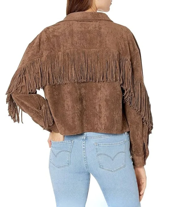 Womens Final Style Suede Fringe Jacket back
