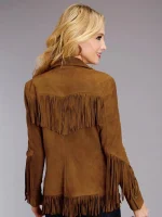 Leather Fringe J79 Womens Jacket back side