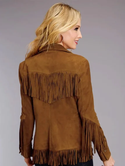 Leather Fringe J79 Womens Jacket back side
